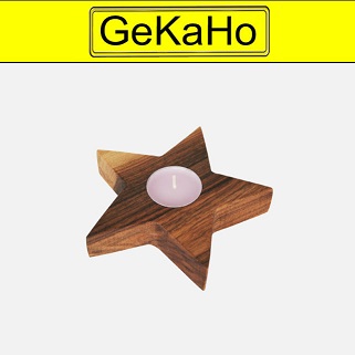 Stern aus Nussbaumholz, ca. 13 x 3 cm, Holzstern mit einem Teelicht Stern aus Nussbaumholz, ca. 13 x 3 cm, Holzstern mit einem Teelicht
